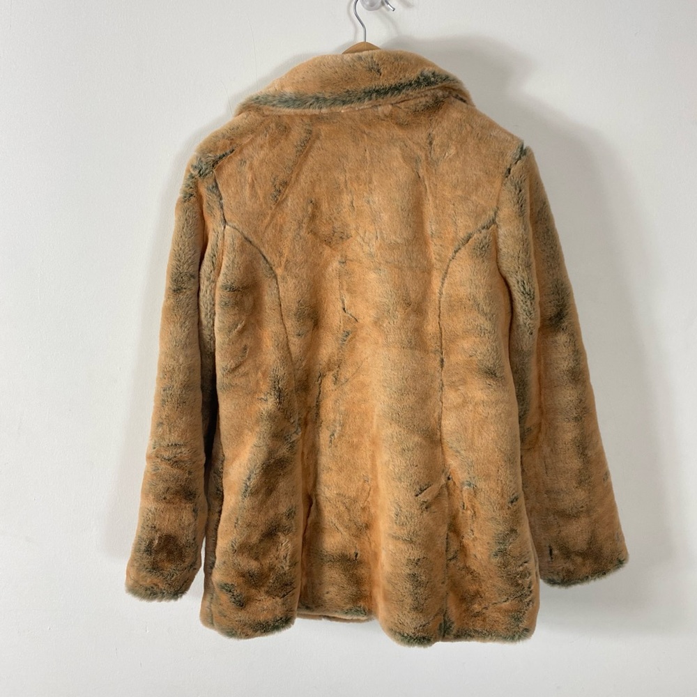 VINTAGE ANTHROPOLOGIE Oversized Faux Fur Coat Orange Brown with Gray hues - M - Picture 11 of 14